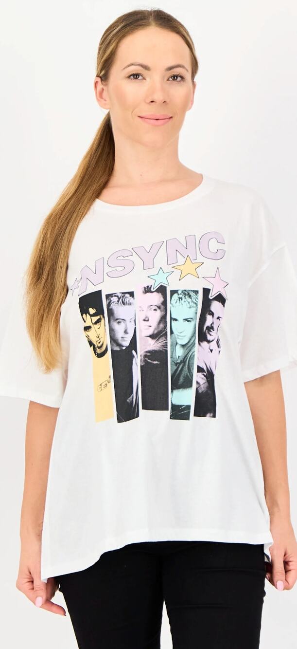 NSYNC Graphic T-Shirt Women's White L Crew Neckline Casual Short Sleeves Y2K